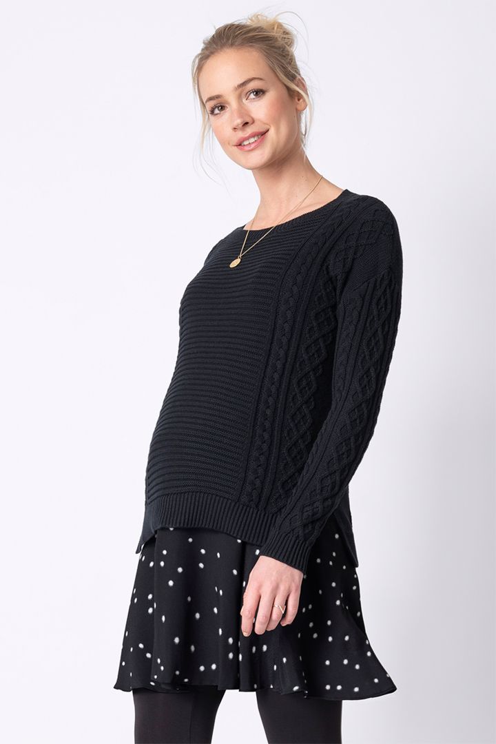Maternity and nursing dress with knitted top