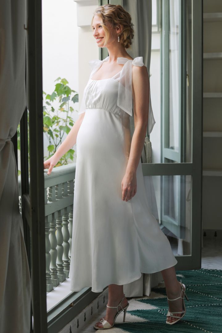 Maternity Wedding Dress with Organza Bows