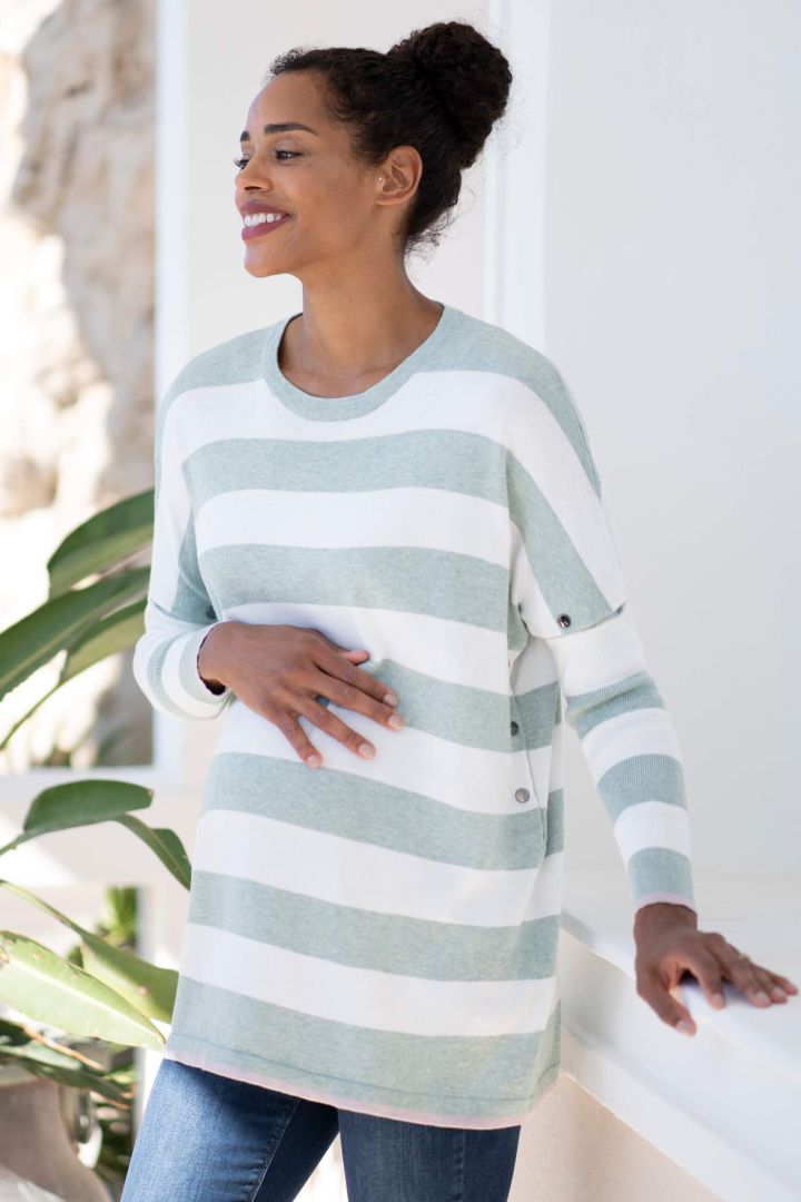 Maternity and Nursing Sweater with Stripes