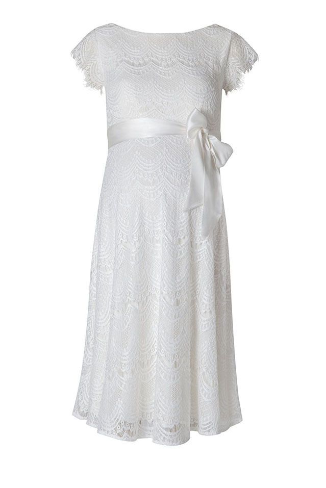 Maternity Wedding Dress with Lace Sleeves