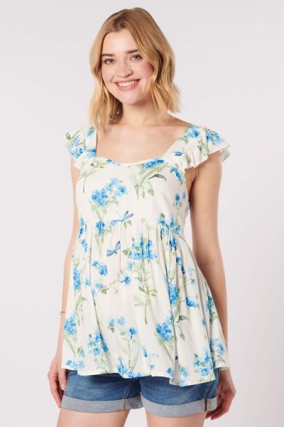 Maternity Babydoll Top with Flower Print 