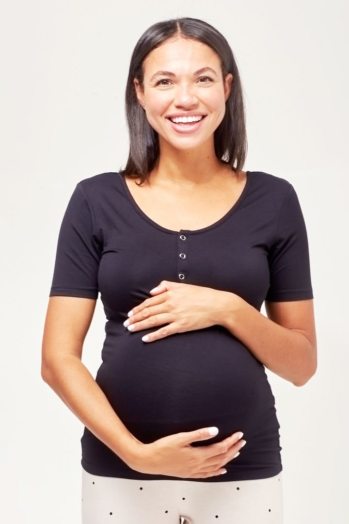 Henley Maternity and Nursing Shirt black