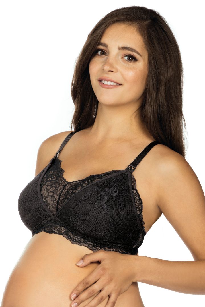 Maternity and Nursing Bra with Lace black