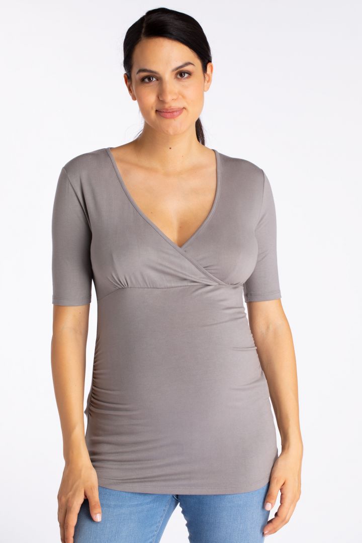 Eco Viscose Maternity and Nursing Shirt taupe