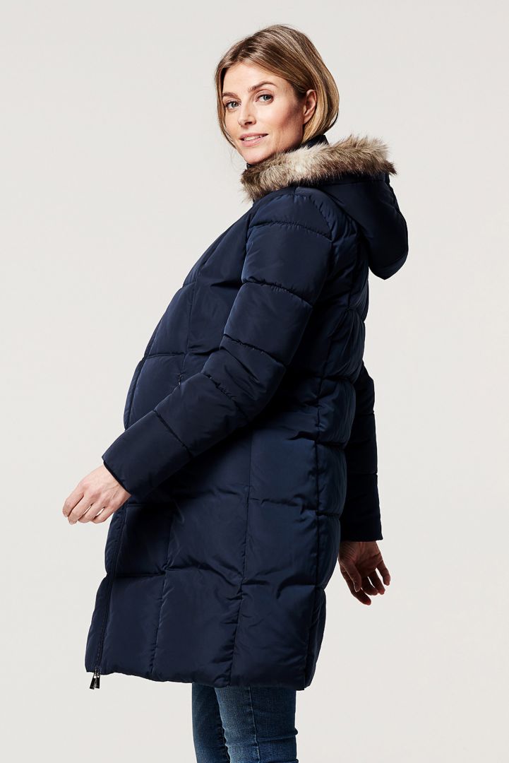 Coat With Fake Fur Collar, Winter Coat Insert For Pregnancy