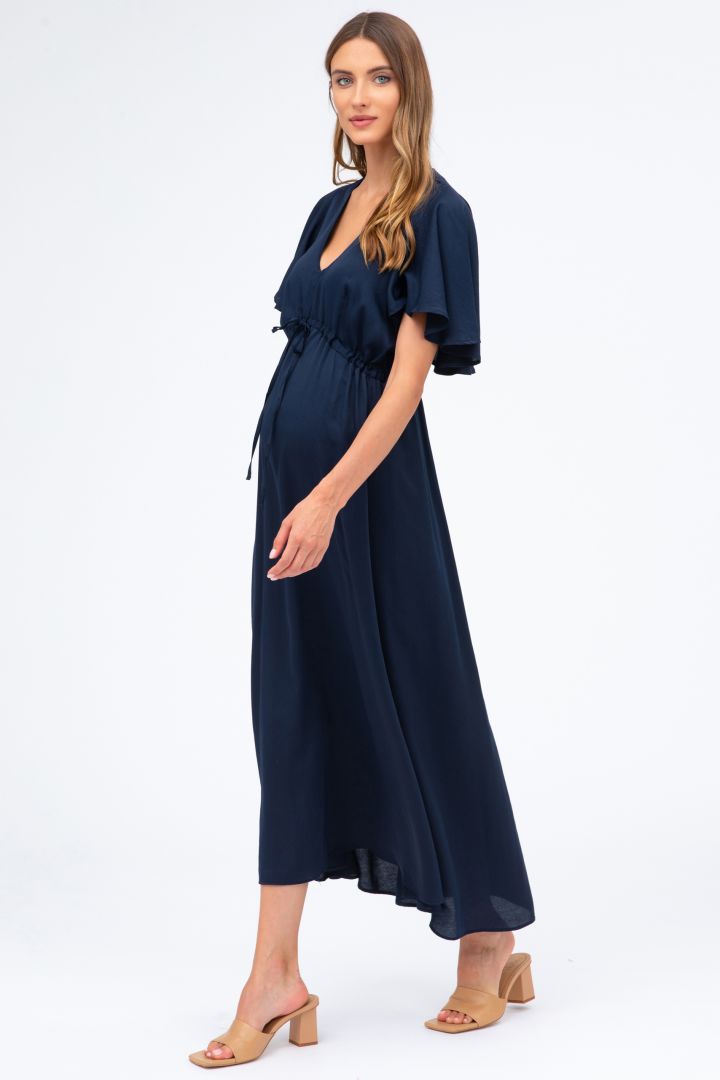 Festive Maternity Dress with Wingsleeves navy