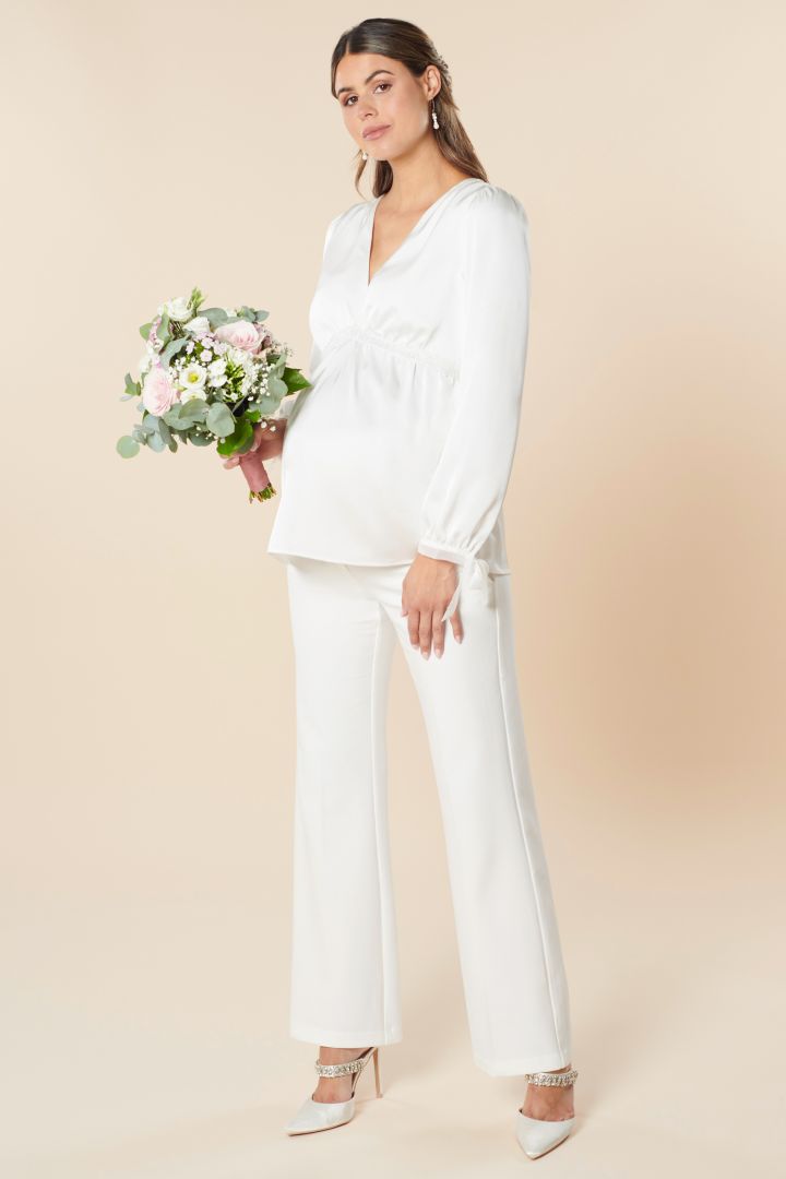 Maternity Blouse with Bow Cuffs
