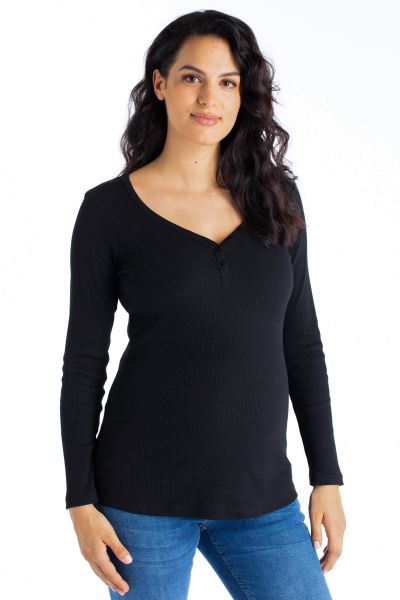 Ribbed Umstands- und Stillshirt aus Bio-Baumwolle schwarz