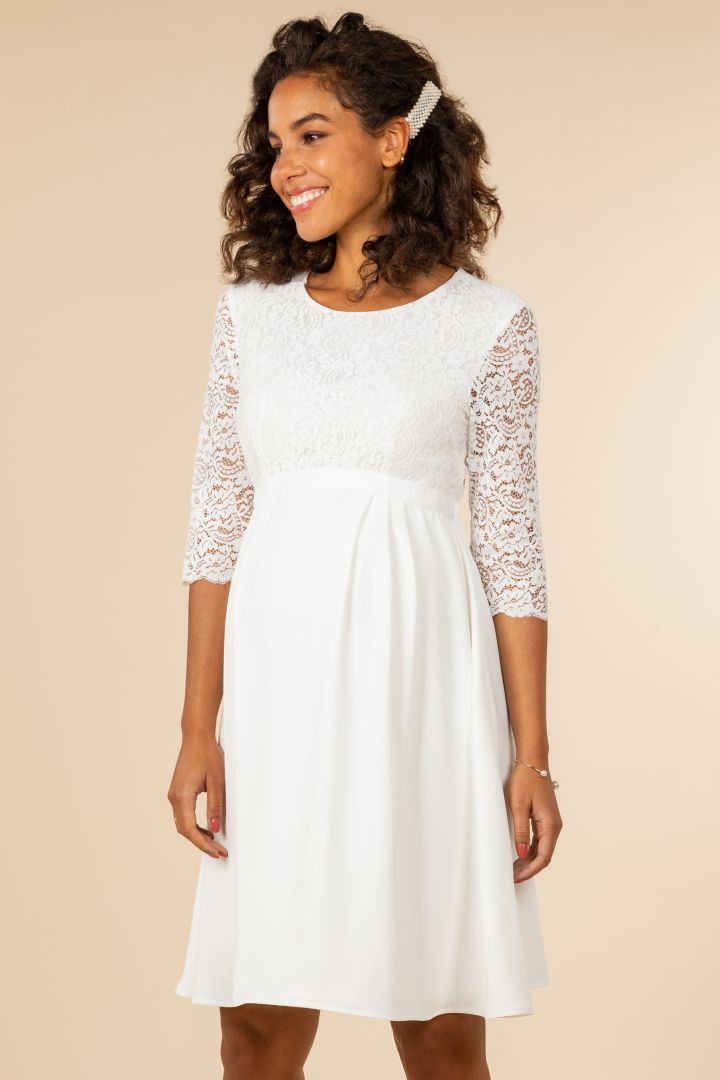 Maternity Wedding Dress with Lace Top