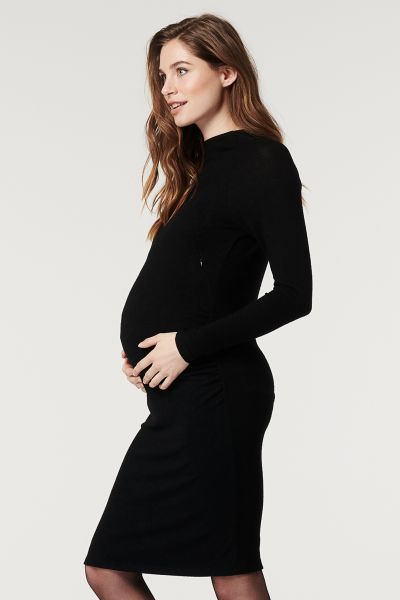 Bodycon Maternity Dress with Stand-up Collar