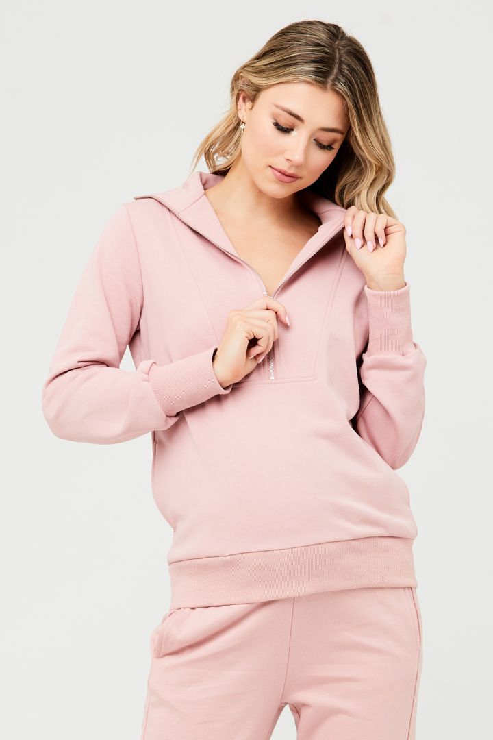 Maternity and Nursing Sweatshirt with Zipper