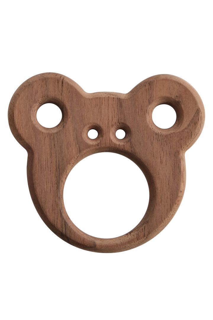 Walnut Wood Grip and Teething Ring Bear