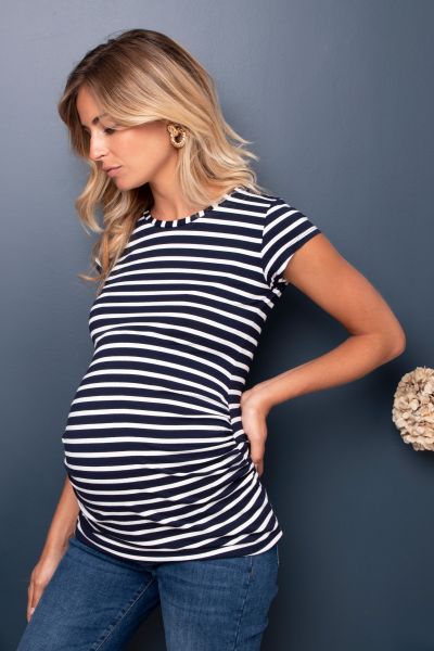 Short-Sleeved Maternity Shirt striped