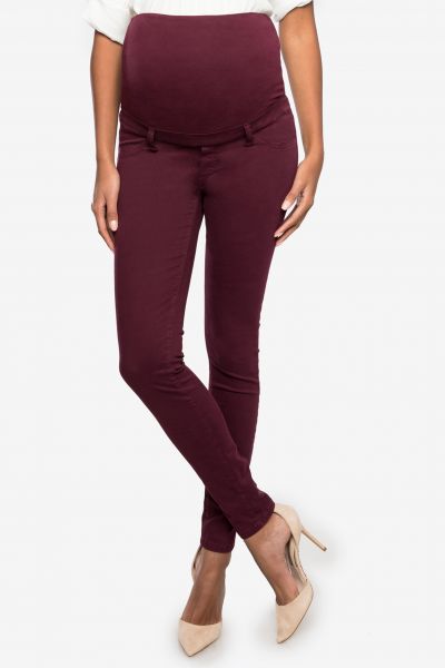 Slim Fit Maternity Trousers with Seamless Band bordeaux