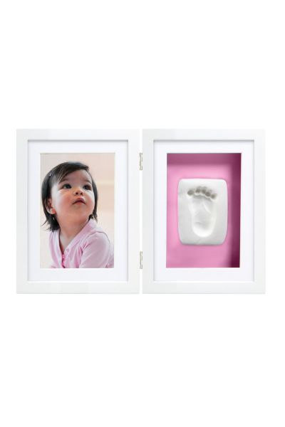 Stand-Bilderrahmen mit Baby Abdruckset rosa