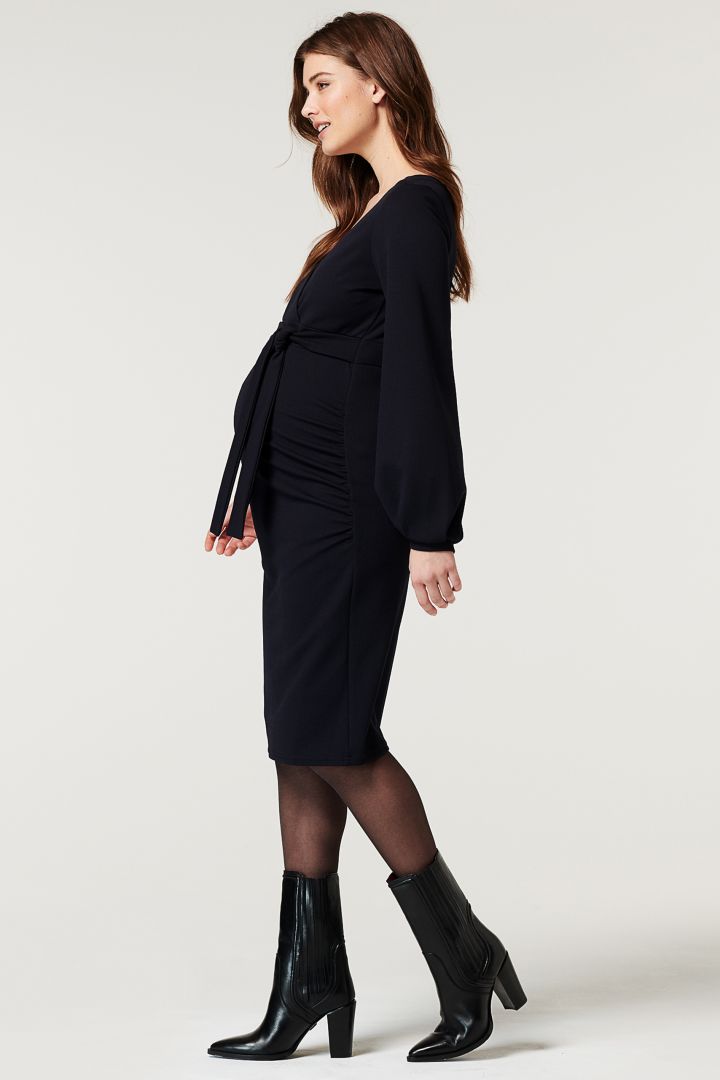 Eco Maternity and Nursing Dress with Balloon Sleeves