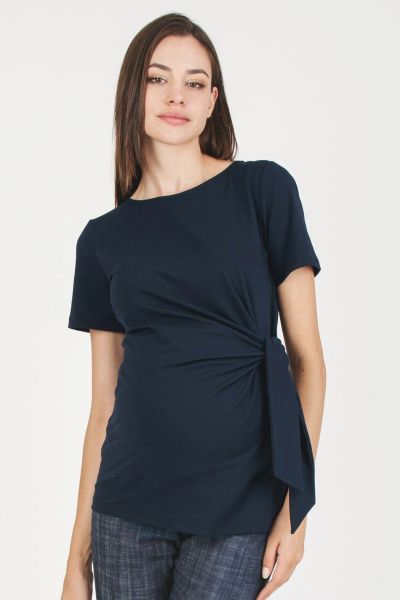 Maternity Shirt with Knot Detail navy