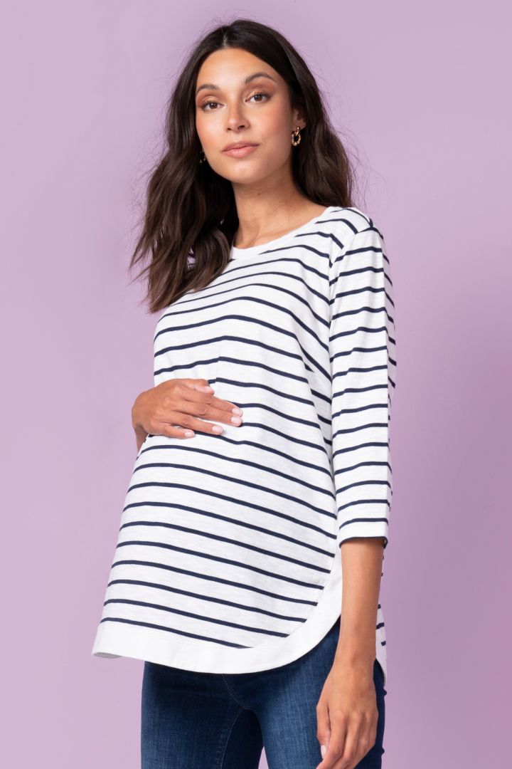 Maternity and Nursing Jersey Shirt wth Stripes