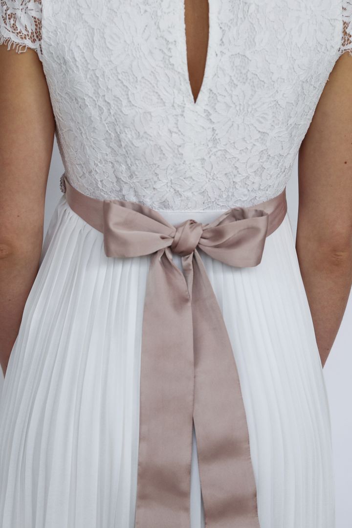 Wedding Dress sash with floral Rhinestones champagne