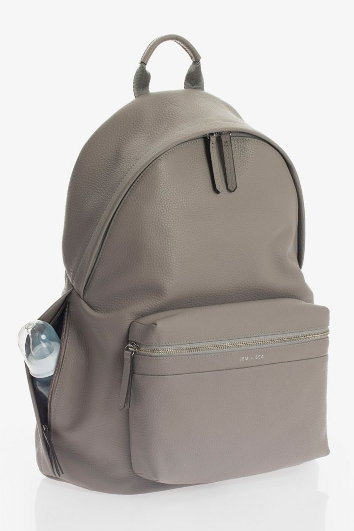 Luxe Baby-Changing Backpack Tumbled Leather grey