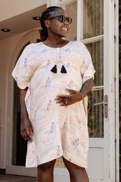Maternity and Nursing Tunic Dress with Tassel Belt Iced Art