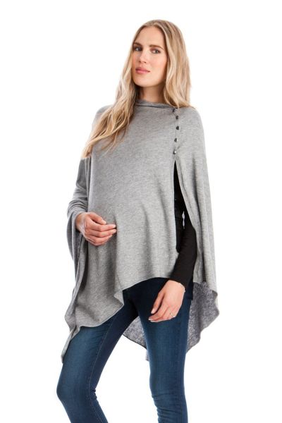 Maternity and Nursing Knitted Poncho grey