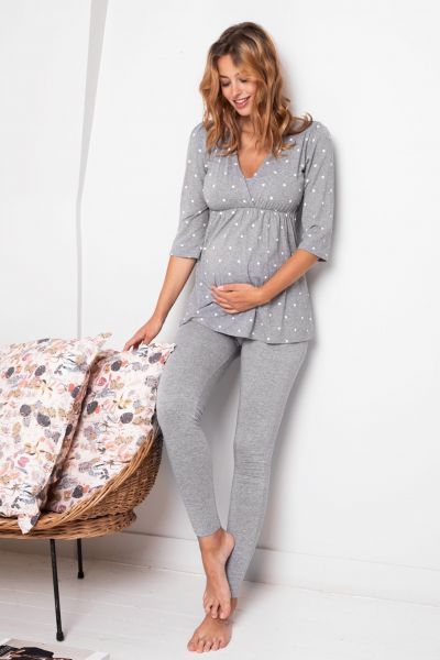 Maternity and Nursing Pyjama with Cache-Coeur Neck