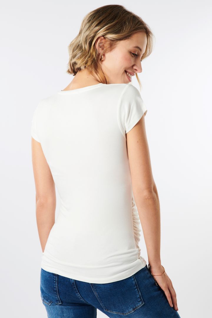 Eco Viscose Maternity Shirt with Ruchings off-white