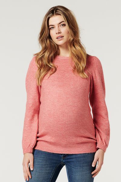 Eco Maternity Jumper with Balloon Sleeves coral