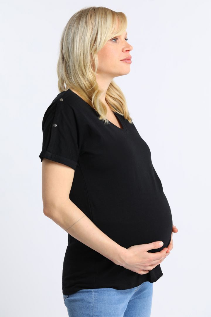 Organic Boyfriend Maternity and Nursing Shirt black