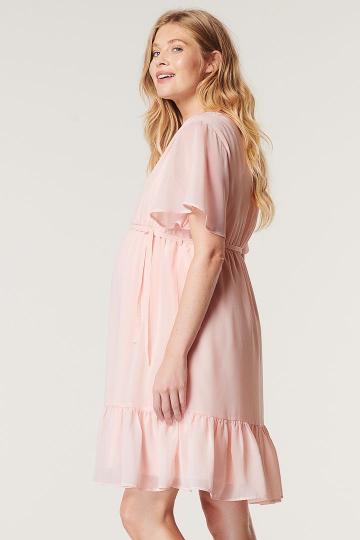 Eco Maternity Dress with Cap Sleeves light pink