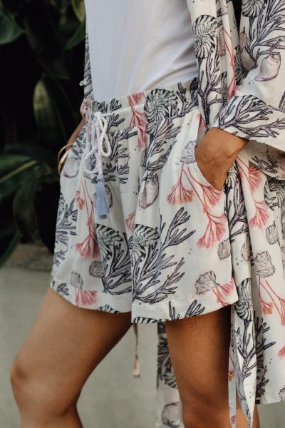 Maternity Shorts with Coral Print
