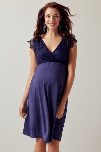 Maternity and nursing dress with lace bustier