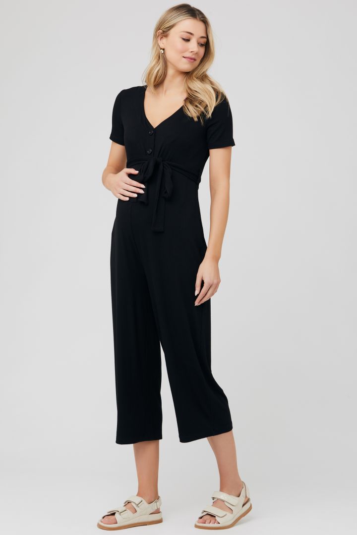 Ribbed Maternity and Nursing Jumpsuit