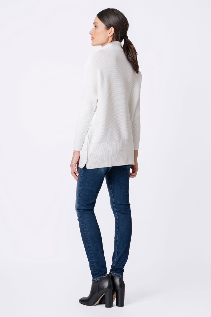 High neck maternity sweater with lateral nursing opening