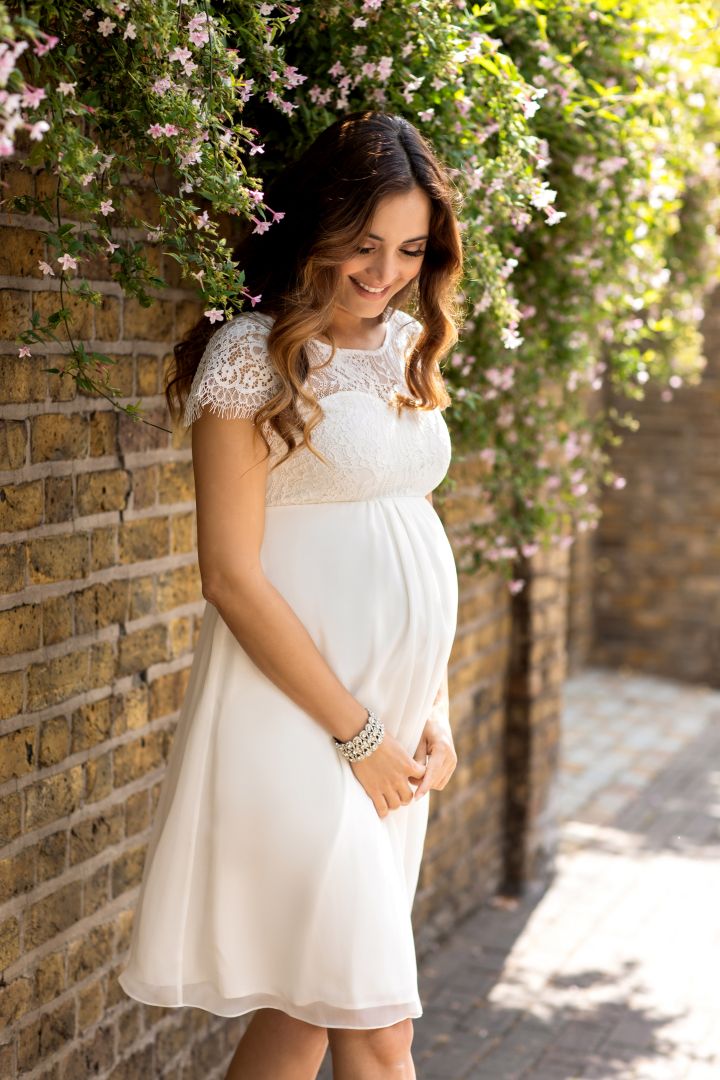 Maternity Wedding Dress with Lace Bodice Ivory