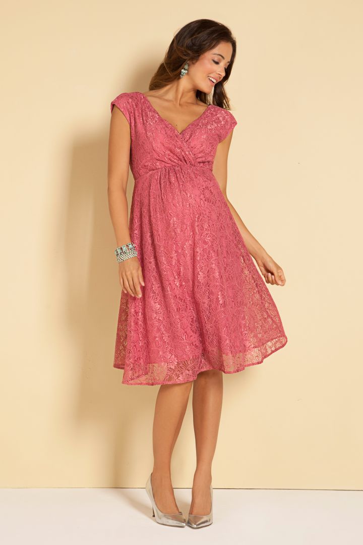 Lace maternity dress with Cache coeur neckline