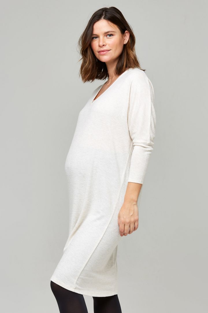 Super soft Midi Maternity and Nursing Dress off-white