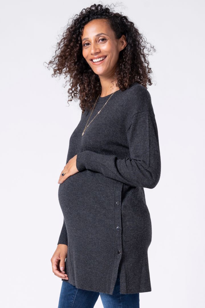 Maternity Knit Pullover with Nursing Opening
