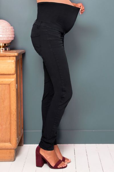 Slim Fit Maternity Trousers with Seamless Band black