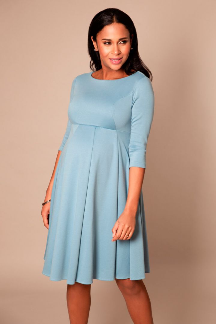 Maternity Wedding Dress with Submarine Neckline Light Blue
