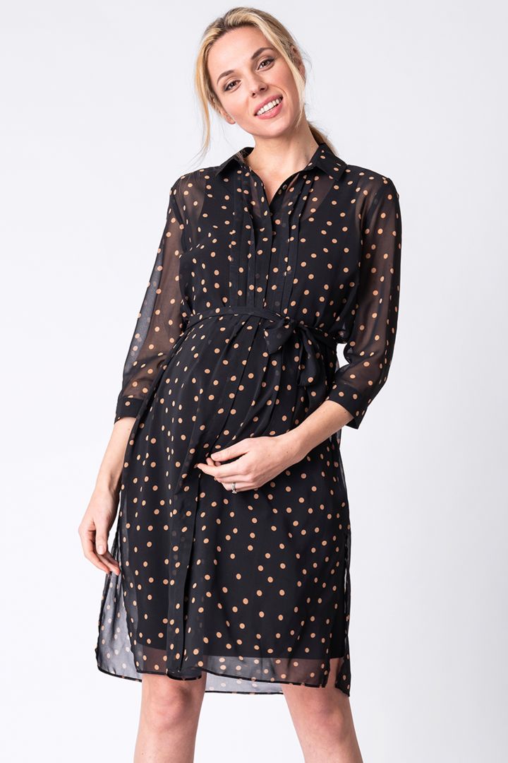 2 in 1 Maternity Shirt Dress with Waist Tie