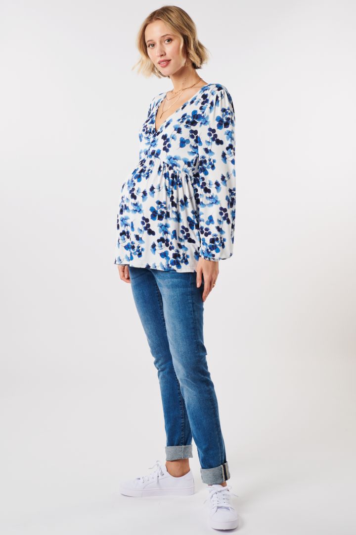 Maternity and Nursing Shirt with Ginkgo Print