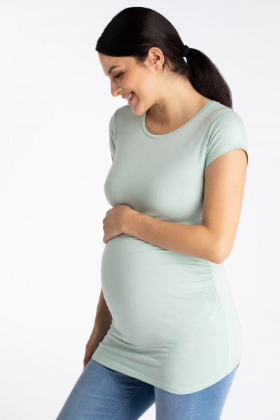 Eco Viscose Maternity Shirt with Ruchings mint