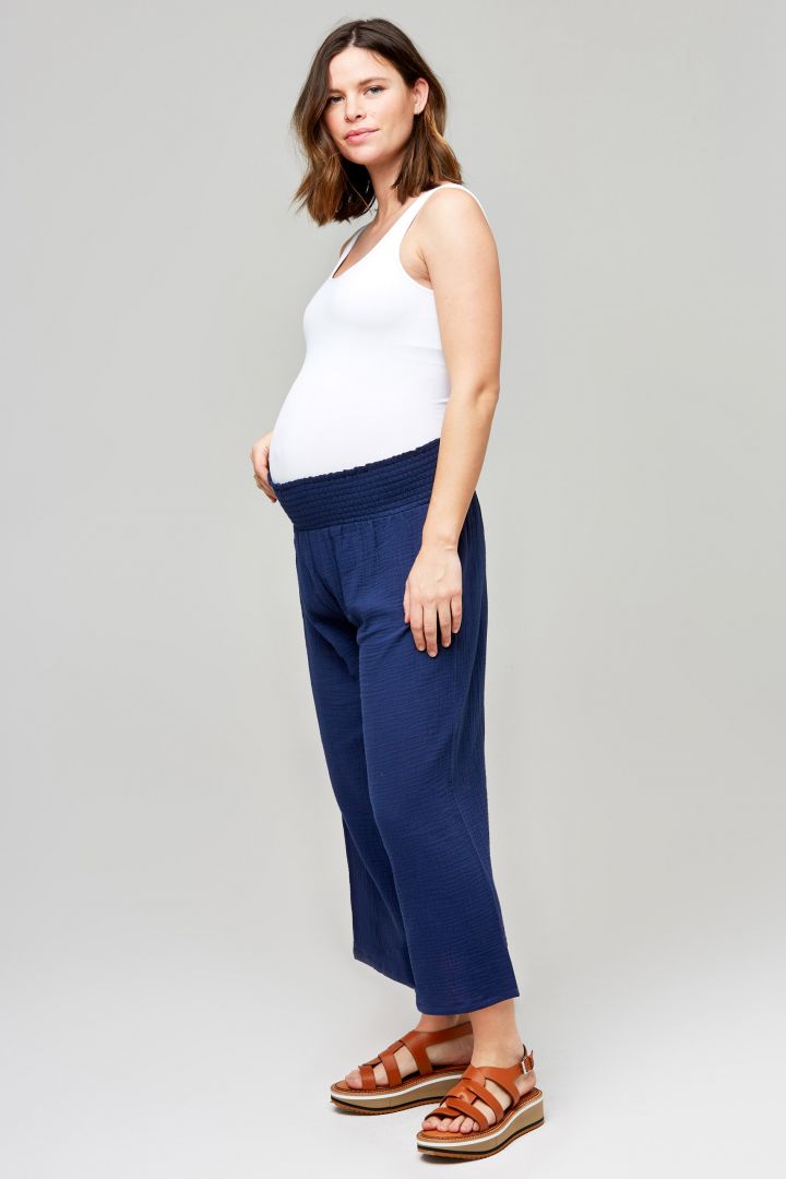 Organic Musselin Umstands-Culotte navy