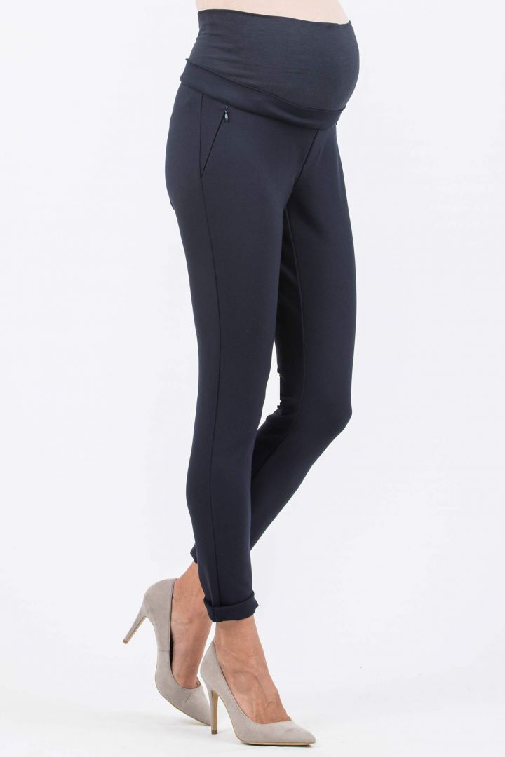 Slim Fit Ponte Maternity Trousers navy