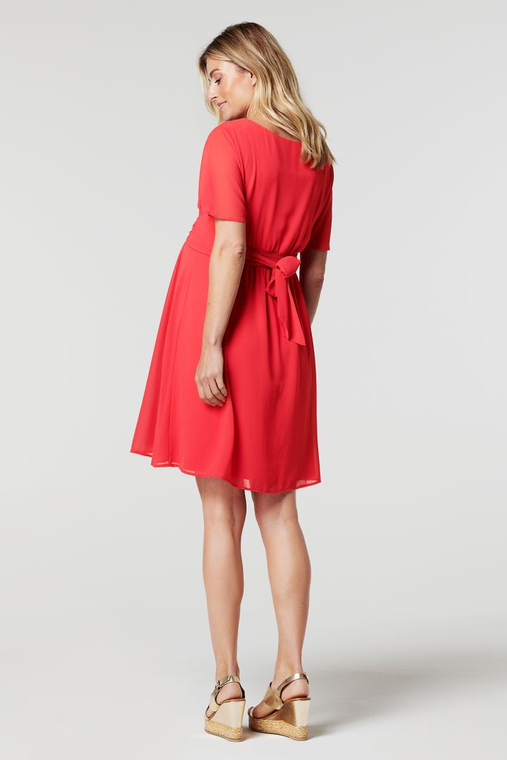 Chiffon Maternity and Nursing Dress red