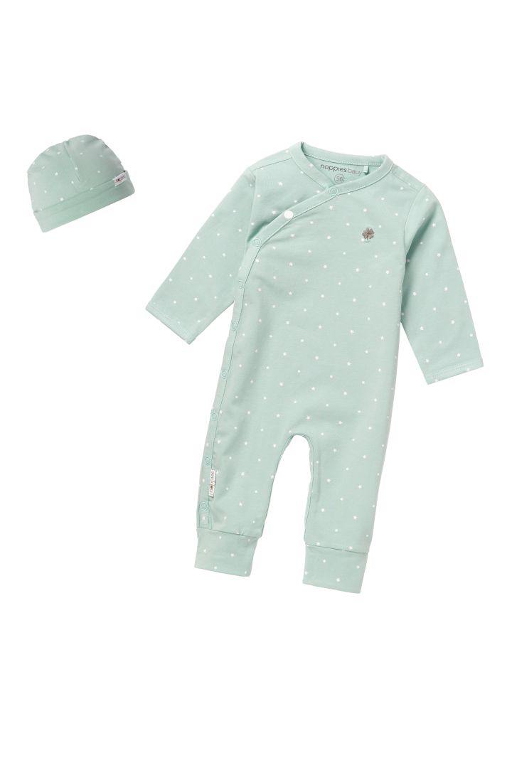 2pcs Set with Romper and Hat sage