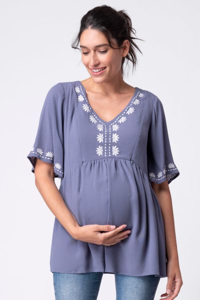 Maternity and Nursing Tunic with Embroidery