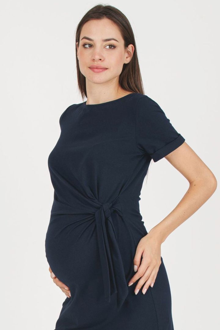 Maternity Dress with Knot Detail blue